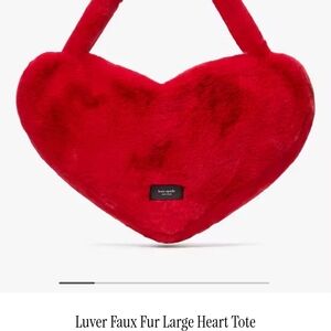 Red Faux Fur Heart Tote